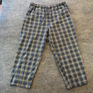 Joe Boxer Mens Blue Green Plaid Pajama Pants Lounge Sleepwear Elastic Waist XL